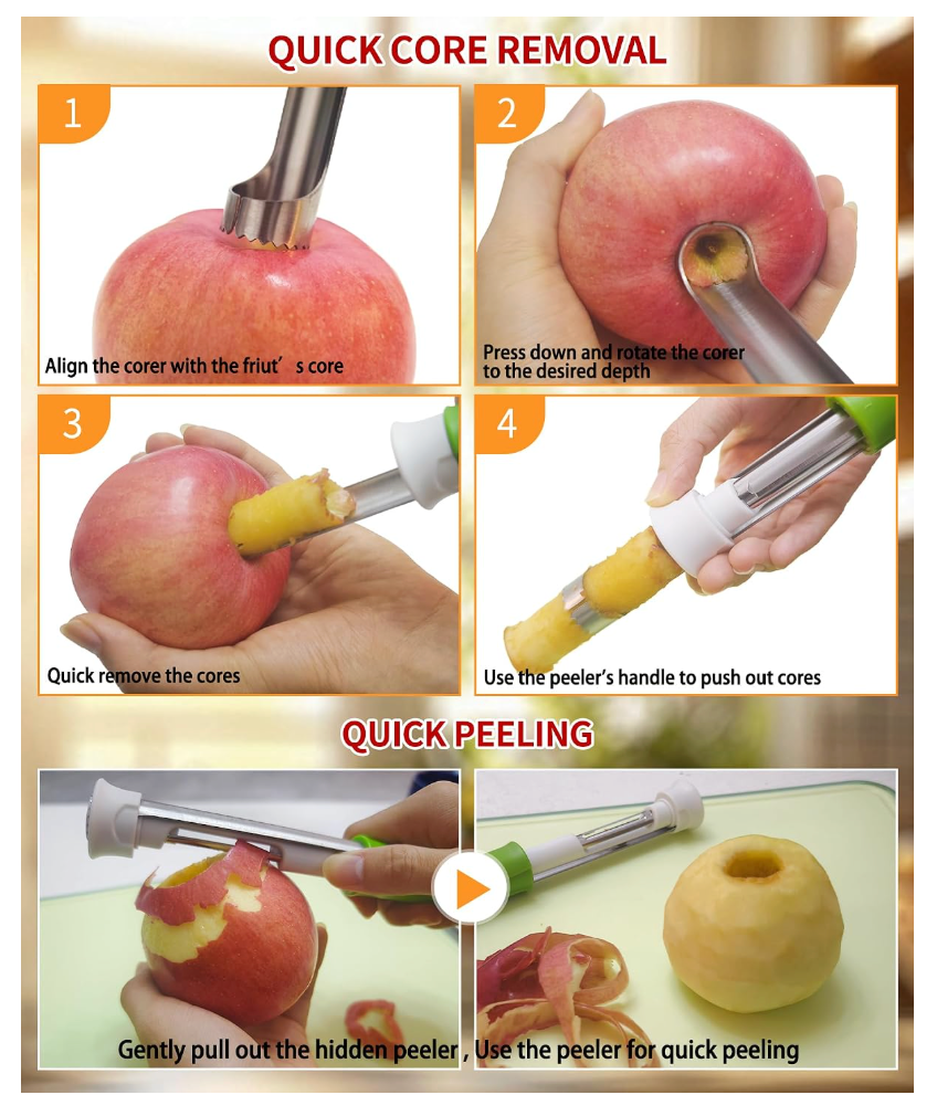 2 In 1 Fruit Corer & Peeler